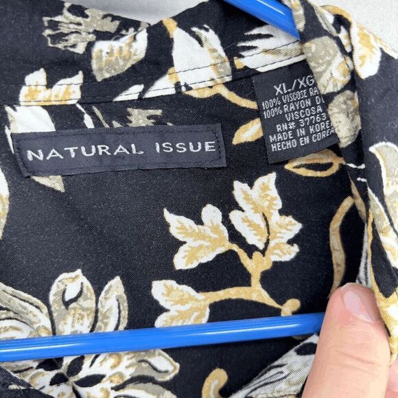 Natural Issue Mens XL Rayon Hawaiian Camp Shirt Floral & Leaves All Over Button - Picture 3 of 3